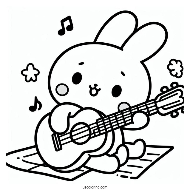 Pochacco Coloring Page Playing The Guitar For My Melody