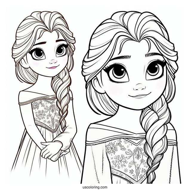 Young Elsa As A Child Simple Coloring In