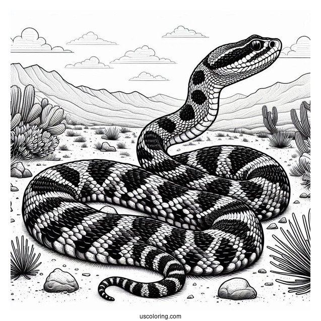 Detailed Black Tailed Rattlesnake In The Desert
