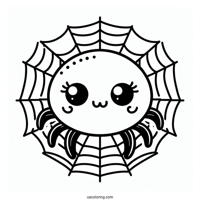 Simple Outline Of Cute Spider For Preschoolers