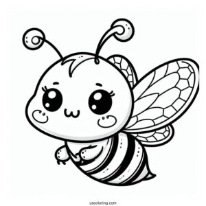 Easy Smiling Bee Coloring Page Outline For Kids