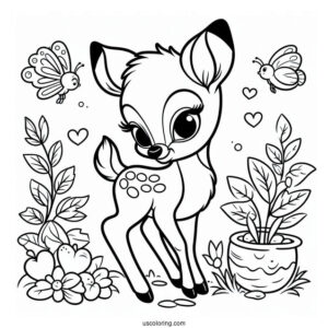 Easy Coloring Page Of Bambi For Preschoolers