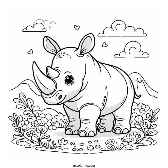 Rhino Coloring Page For Preschoolers
