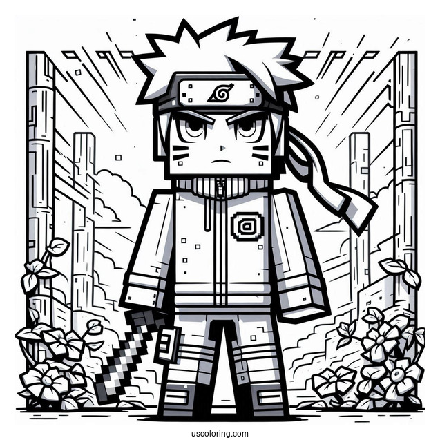 Minecraft Naruto Coloring Page For Kids