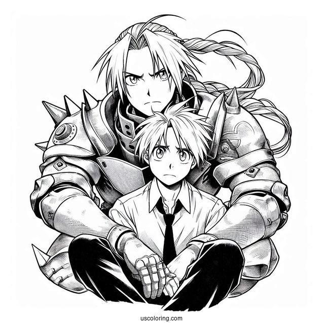 Manga Coloring Page Of Fullmetal Alchemist Edward And Alphonse Elric