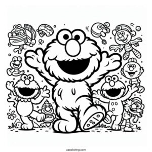 Elmo and Friends Coloring Page