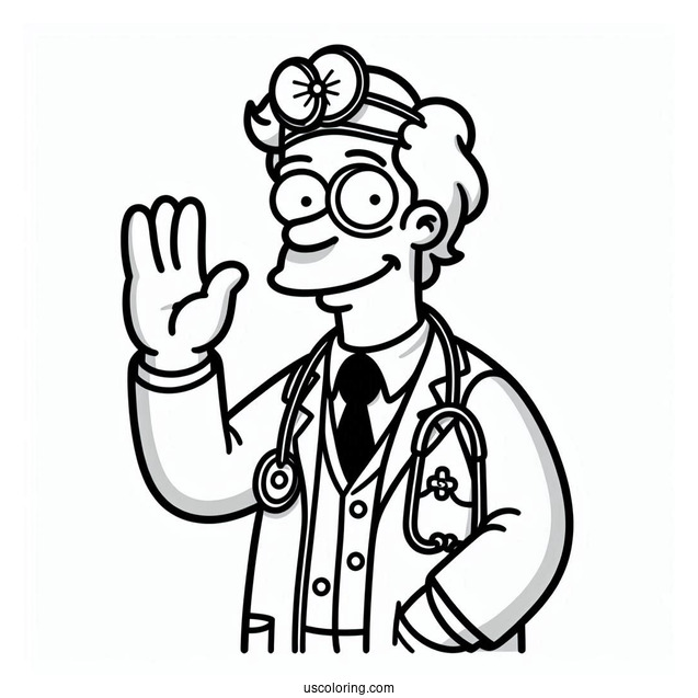 Simpsons Coloring Pages Of Dr Nick Riviera Waving For Kids