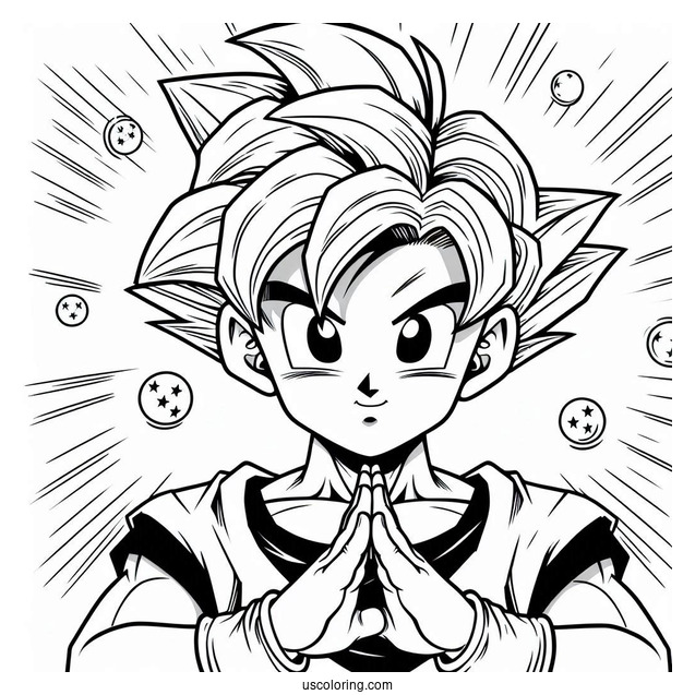 Dragon Ball Z Coloring Page Of Young Bulma With Hands Raised