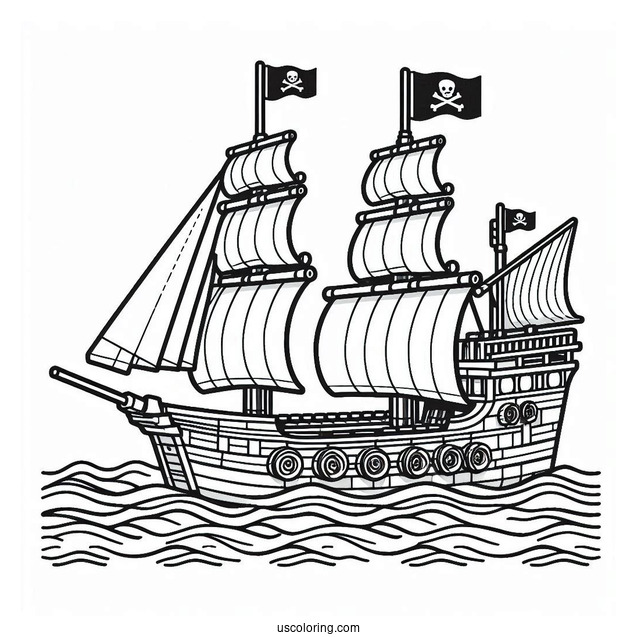 Coloring Sheet Of a Lego Pirate Ship