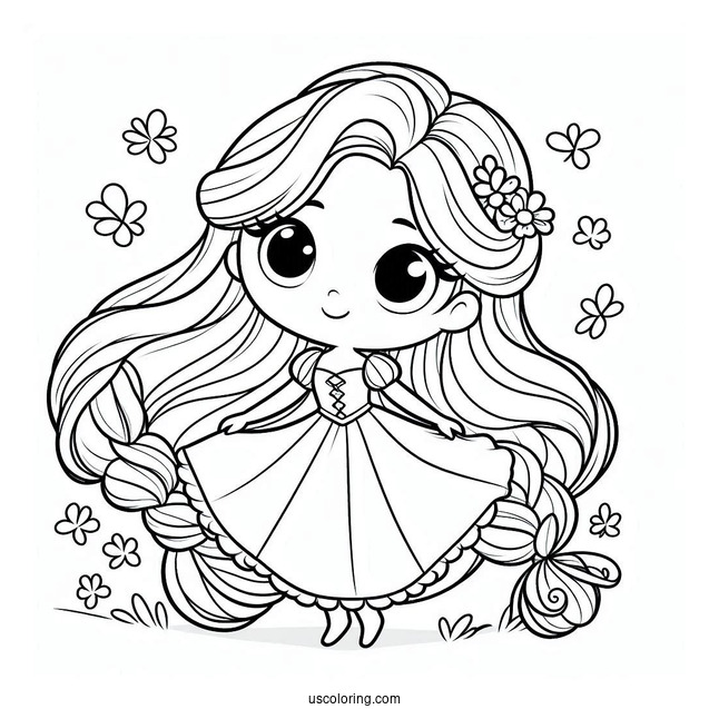 Cute Coloring Page Of Cute Rapunzel Twirling Hair