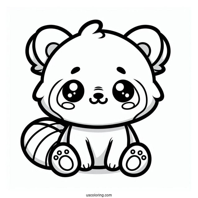 Kawaii Themed Red Panda Coloring Sheet