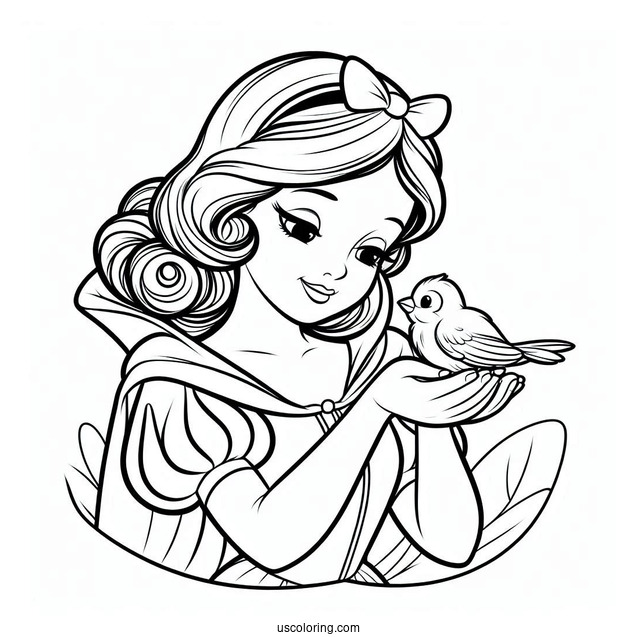 Snow White Holding a Baby Bird