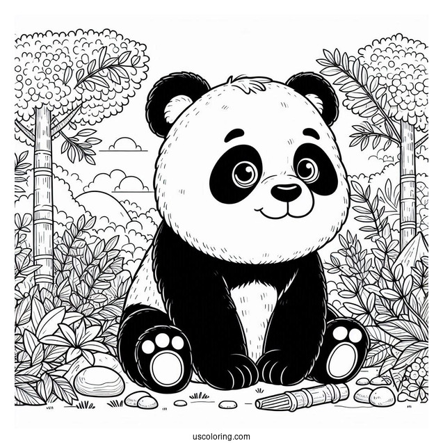 Giant Panda In The Jungle