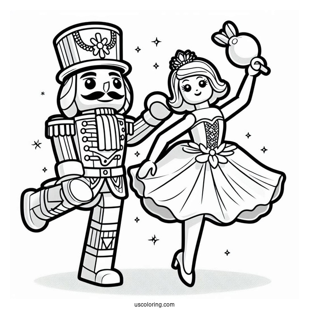 Lego Nutcracker Dancing With Sugar Plum Fairy To Color