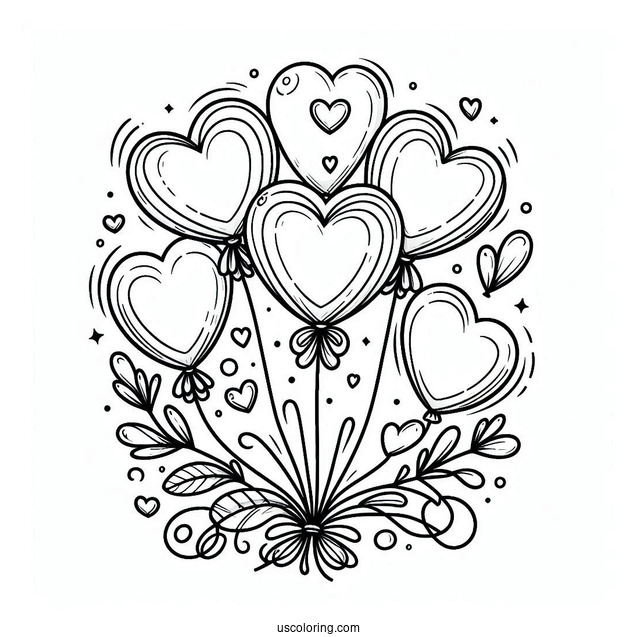 Love Heart Shaped Balloons To Color