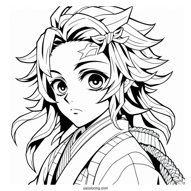 Tanjiro Coloring Page With Kyojuro Rengoku