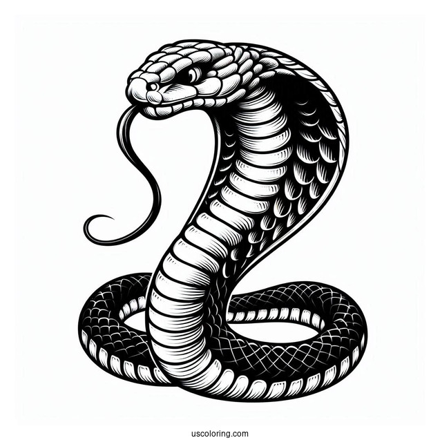 Detailed Cobra Snake Head With Fangs Out