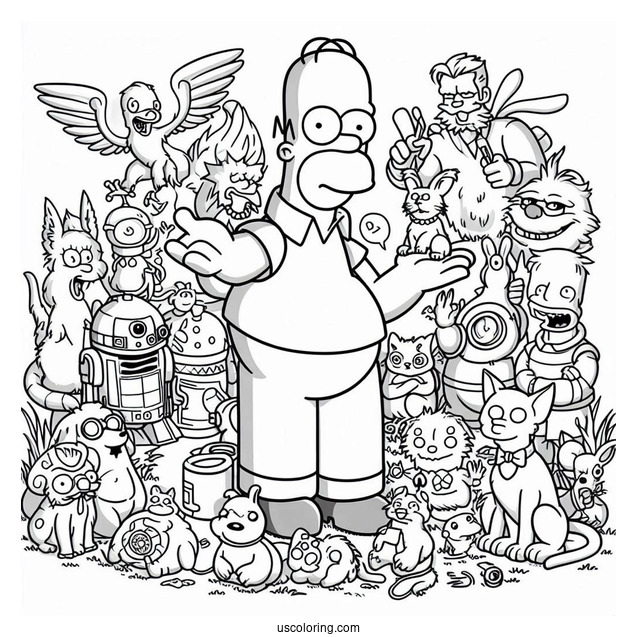 The Simpsons With All Characters And Pets