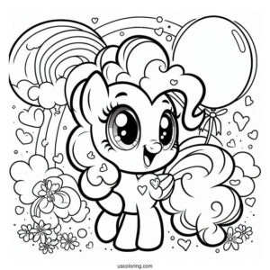 Baby Pinkie Pie Coloring Page With Balloon Background