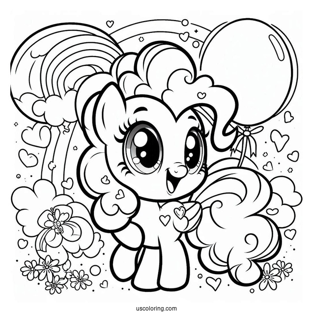 Baby Pinkie Pie Coloring Page With Balloon Background