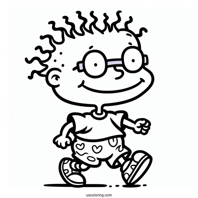 Rugrats Coloring Page Of Simple Stu Pickles Walking Outline