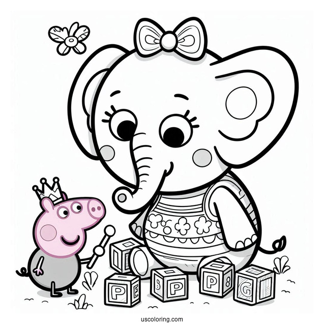 Emily The Elephant Playing With Wood Blocks