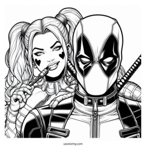 Deadpool And Harley Quinn To Color