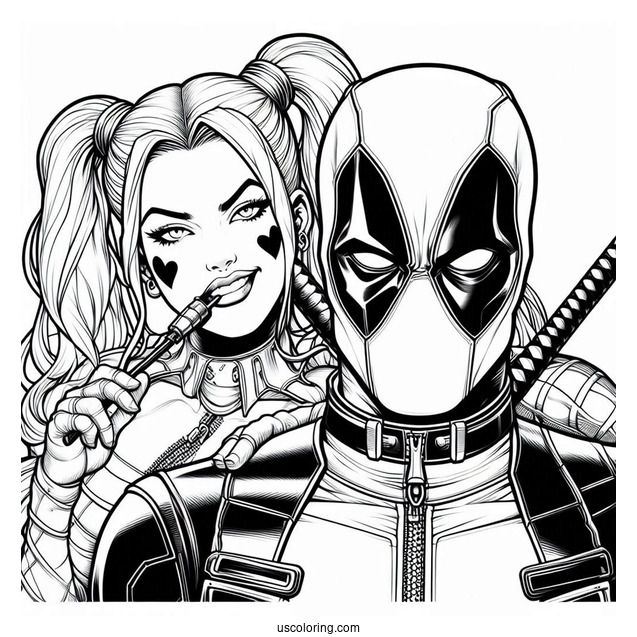 Deadpool And Harley Quinn To Color