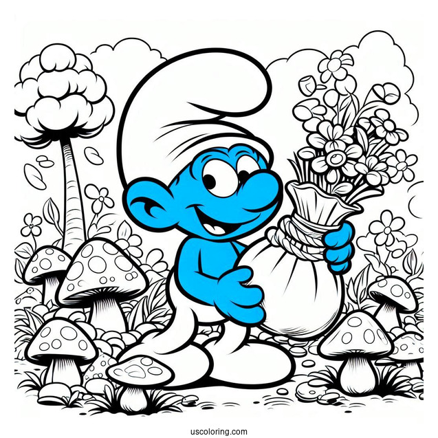 Schleich Greedy Smurf Coloring Page