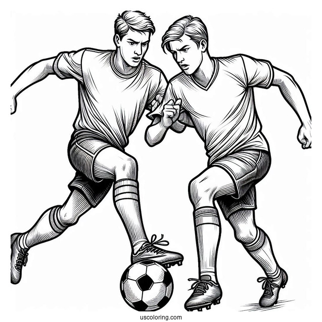 Two Football Players Contending For Ball