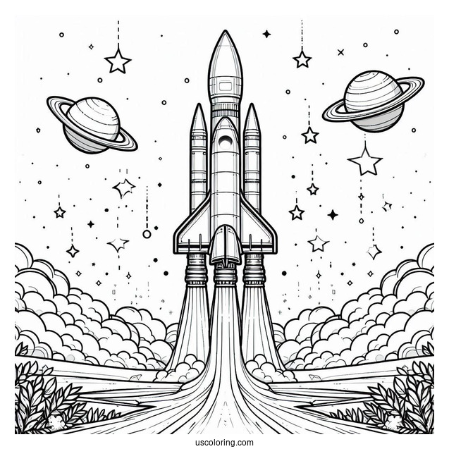 Ariane 5 Rocket Blasting Off Launch Pad