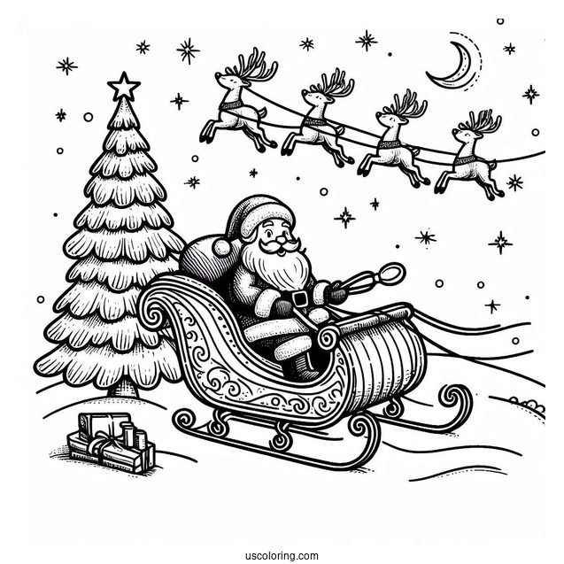 Santa_s Sleigh To Color