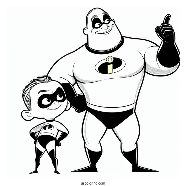 Pixar Coloring Page of The Incredibles With Syndrome And Frozone