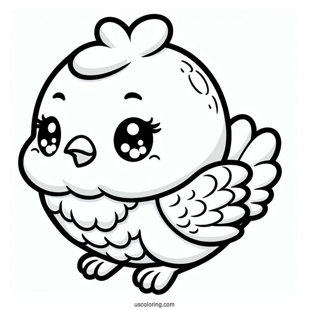 Kawaii Baby Chicken Coloring Page