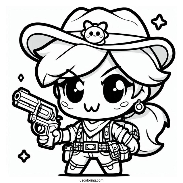 Brawl Stars Coloring Page Of Kawaii Jessie Carrying Her Gun