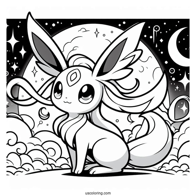 Sylveon Coloring Page Moonblast Pokemon Card