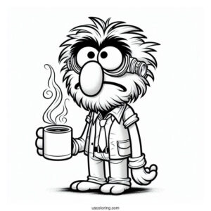 Muppets Coloring Page Of Confused Gonzo Holding Cup Of Coffee