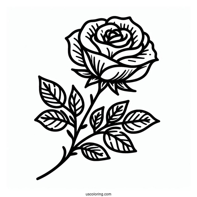 Rose Stem Coloring Sheet
