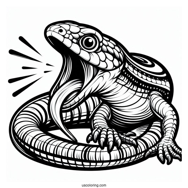 Blue Tongued Skink Lizard Coloring Page Hissing