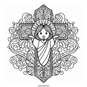 Easy Cross Coloring Sheet For Kids