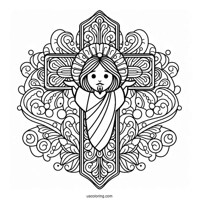Easy Cross Coloring Sheet For Kids