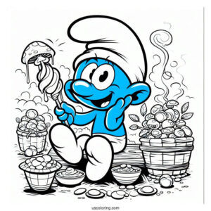 Schleich Greedy Smurf Coloring Page
