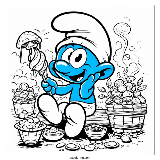 Schleich Greedy Smurf Coloring Page