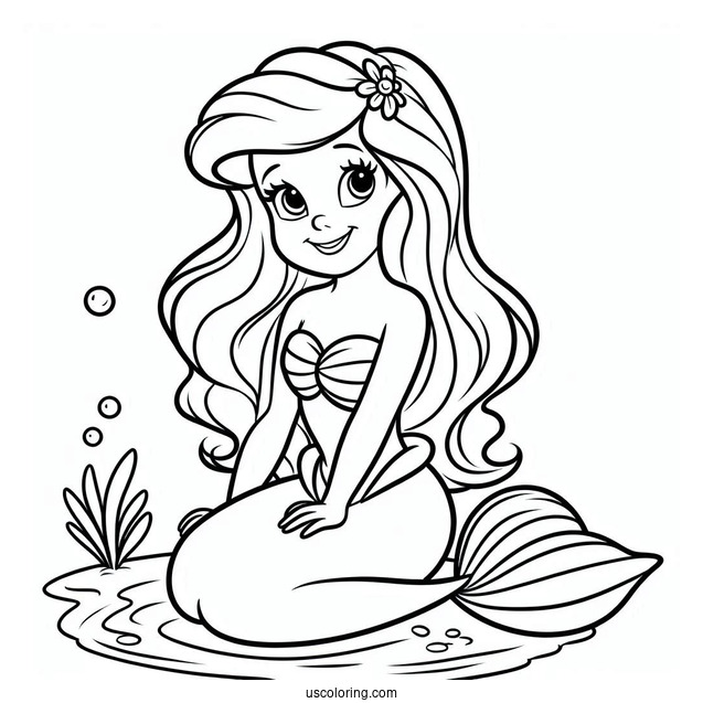 Simple Coloring Page Of Ariel For Preschoolers