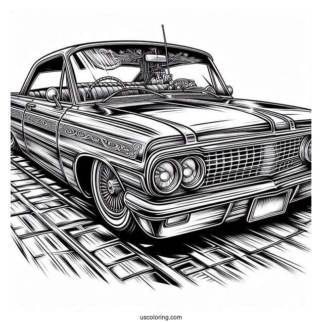 Detailed Worm s Eye View Of Lowrider Coloring Page