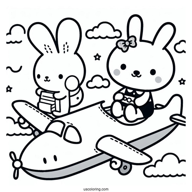 Miffy Coloring Page And Melanie Riding An Airplane