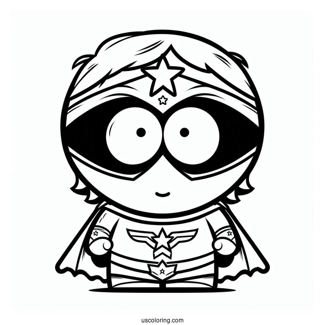 South Park Coloring Page Of Cute Wonder Tweek In Superhero Costume