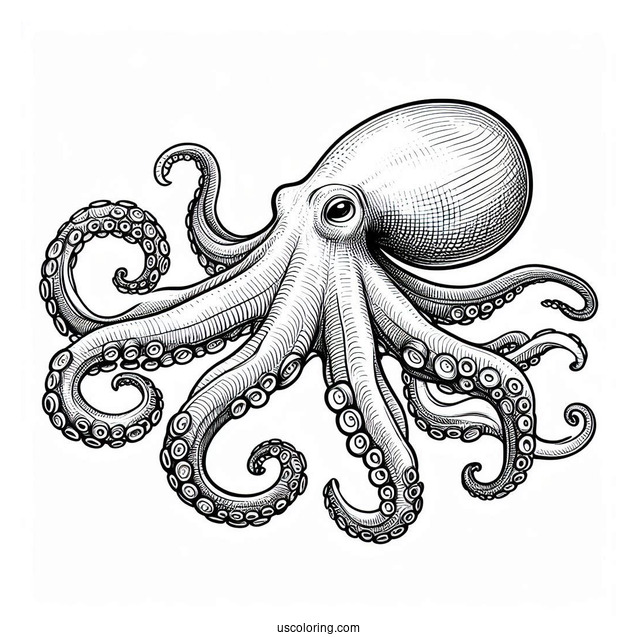 Realistic Smoothskin Octopus Coloring Page