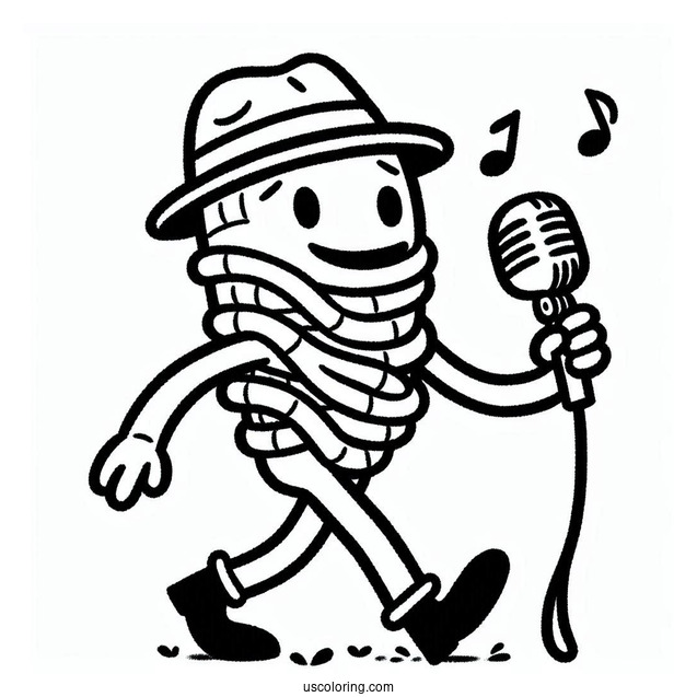 Sing Coloring Page Of Simple Eddie Noodleman Walking