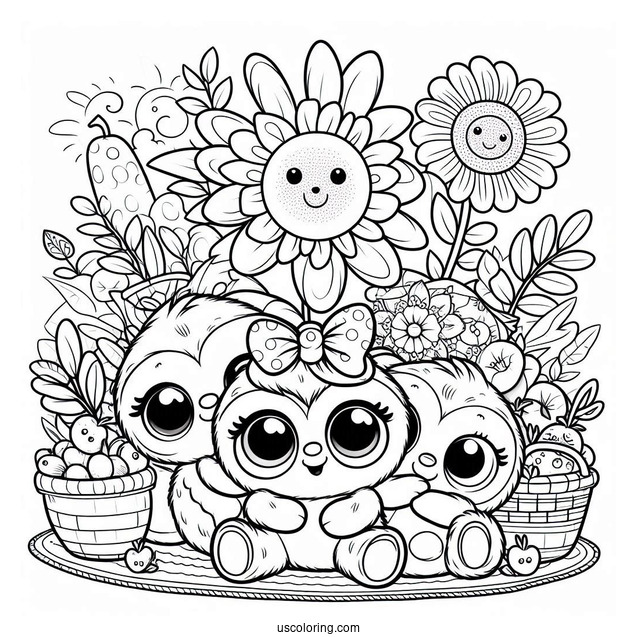 Poppy Playtime Coloring Page Of Display With Huggy Wuggies